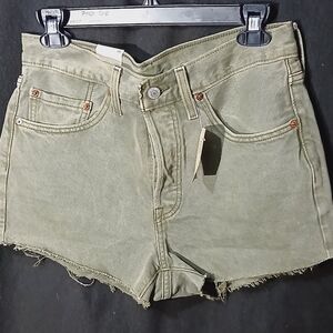 Levi 501 olive/army green jean shorts